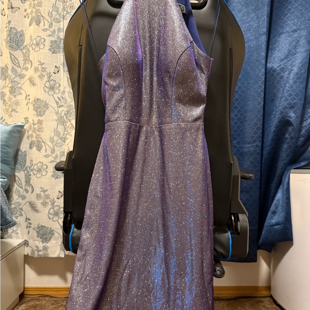David's Bridal Glittering Purple Prom Dress - Picture 1 of 5